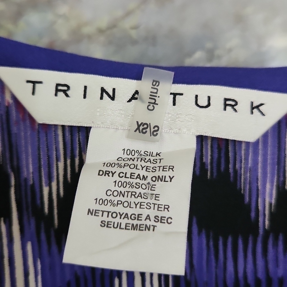 Trina Turk Theodore Dress 100%Silk Size XS Small Elegant Glam Coastal Bohemian - Picture 9 of 12